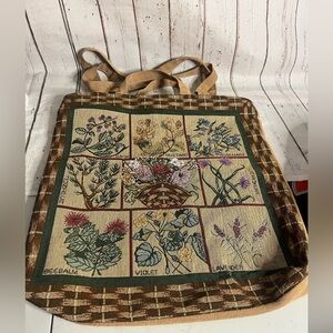 Orvis Tapestry Herbal Sampler Tote Bag Floral Whimsigoth